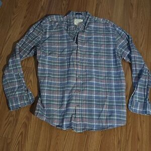 St John’s Bay Blue Men's Plaid Button Down Shirt Size XL Classic‎ Western Basics